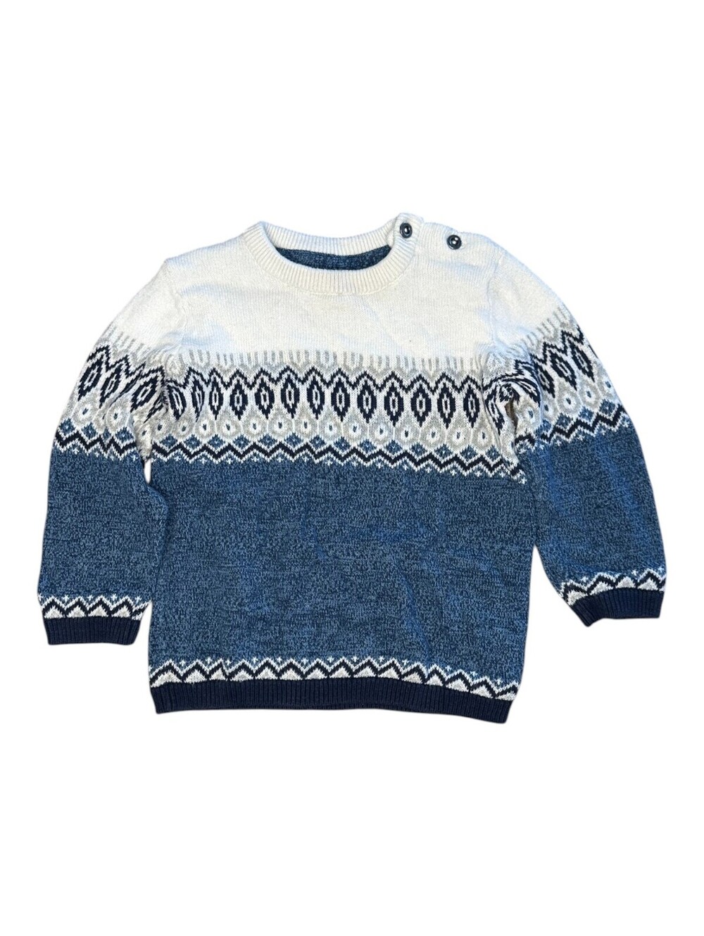 H&M 12-18M Blue Cream Nordic Knit Sweater